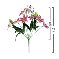 NINI Handgefertigte Künstliche Blumen im Klassischen Stil 8-Köpfiger Lilienstrauß 40cm Filmbeschichteter Realistischer Strauß für Abschlussfeier Weihnachten