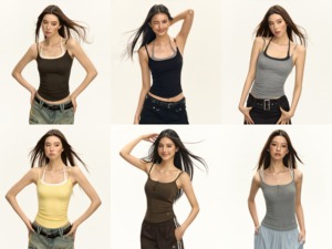 Débardeur court en coton brodé pour femme, sans manches, avec impression de logo personnalisé - Product Image 6