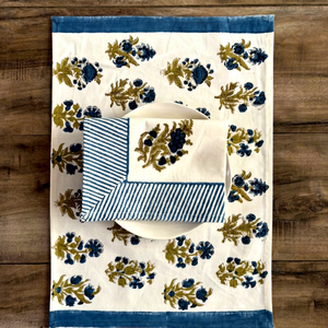 Custom Hand <b>Block</b> Printed Square Placemats & Napkins 100% Cotton Home Use Reusable - Product Image 1