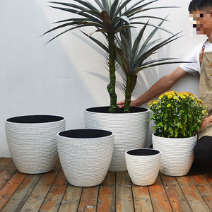 Maceta <span class=keywords><strong>de</strong></span> estilo nórdico P445, <span class=keywords><strong>de</strong></span> plástico con imitación <span class=keywords><strong>de</strong></span> <span class=keywords><strong>piedra</strong></span> y porcelana, <span class=keywords><strong>de</strong></span> gran tamaño, para plantas <span class=keywords><strong>de</strong></span> balcón. - Product Image 1