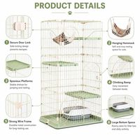 Cage pour chat à trois portes, respirante, en acier inoxydable massif, avec revêtement en poudre, grande cage pour chat, boîte de cage pour animaux de compagnie