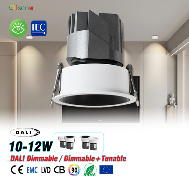 12W Dali DT6 DT8 Dimmable Tunable Spotlight LED Ceiling Spot Light Adjustable Flush Mount Cob Anti-Glare Recessed Downlight