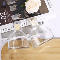 Diffuseur d'arômes en demi-cercle, diffuseur à mèche sans flamme, flacon transparent pour huiles essentielles, flacon en verre vide