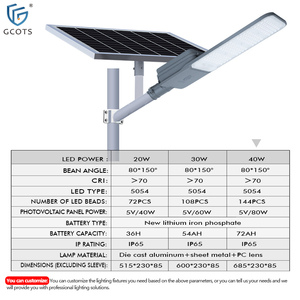 ไฟถนนโซลาร์เซลล์ GCOTS 20W 30W 40W อลูมิเนียม IP65 กันน้ำ ประสิทธิภาพสูง สำหรับถนน สวนสาธารณะ ฟาร์ม แสงสีขาว 6000K เหมือนแสงกลางวัน - Product Image 3