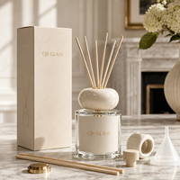 Bouteille diffuseur de parfum en verre transparent 150 ml avec bâtonnets, étiquettes personnalisées, pour décoration intérieure, avec boîte