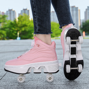 Heely Roller Skates Double Row Four Wheels One Button Retractable For Kids Adults Boys Girls Size 33 To 43 - Product Image 4