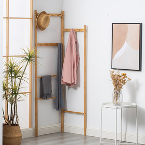 Bamboo Floor Standing <b>Clothes</b> <b>Rack</b> 43.5x170 Cm Modern Minimalist Design For Bedroom Storage Holders - Product Image 1