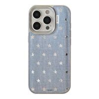 Cowboy étoile à motifs tissu Iphone 15pro Max étui de téléphone 17 16 15 14 13 étui de téléphone antichoc personnalisé en cuir