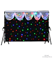 Rideau de fond LED en velours double couche personnalisable avec étoiles scintillantes bleues/blanches chaudes pour décoration de scène de mariage ou d'église