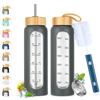 Nouvelle tasse portable en verre borosilicate de 1000 ml avec poignée, couleur macaron, pour cadeau promotionnel