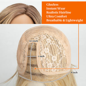 도매 고품질 합성 모노 레이스 프론트 가발 모노필라멘트 내열성 고온 섬유 웨이브 롱 가발 여성용 - Product Image 2