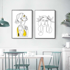 Póster Nórdico de Dibujo de Mujer, Impresiones Modernas en Lienzo, Arte de Pared, Cuadro de Pared de Chica Amarilla - Product Image 3