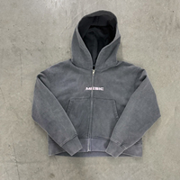 DiFan Sweat à capuche unisexe personnalisé, coupe oversize, en coton, style Hip Hop, avec blocs de couleur, fermeture éclair, effet délavé soleil, pour impression de logo, pour hommes