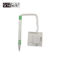 Stylo de bureau sécurisé avec base adhésive et chaîne spirale, stylo bille pour comptoirs bancaires et de réception, stylo de table durable et antidérapant