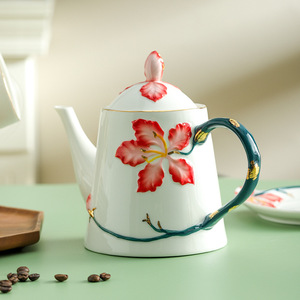 Elegante Juego de Taza y Platillo con Diseño de Flor de Cerezo Chino, Cerámica Europea para Té de la Tarde, Juego de Café Esmaltado Pintado a Mano - Product Image 5