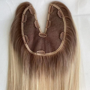 ท็อปเปอร์ผมแท้แบบวีเชฟ <span class=keywords><strong>ทรง</strong></span>สวิสลีซ สำหรับผู้หญิง สีอ่อน - Product Image 1