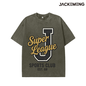 Camiseta Oversize de Algodón Lavado con Estampado Temático de Club de la Superliga Deportiva con Letra <span class=keywords><strong>J</strong></span>, Estilo Retro Casual, Almacén de EE. UU. - Product Image 6
