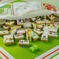 Jeu de Mahjong Tiki Time en Acrylique de Luxe, 160 Tuiles de Mahjong, Ensemble Américain à 5 Couches avec MAHJ et CO