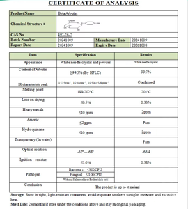 אספקת המפעל 99% בטא ארבוטין אבקת cas 497-76-7 חומרי גלם קוסמטיים סיטונאיים לטיפול בעור כימיקלים יומיומי - Product Image 5