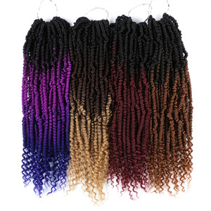 14 pouces 24 brins faisceaux synthétiques Passion Twist cheveux <span class=keywords><strong>Freetress</strong></span> Crochet tresse cheveux pour les femmes africaines Bomb Twist perruques - Product Image 1