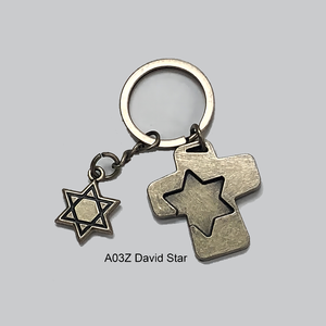 โรงงานขายส่งรับประกันคุณภาพน่ารักบรอนซ์ข้ามดาวของขวัญหัวเข็มขัดโลหะหัตถกรรม Keyholder สําหรับของขวัญสร้างสรรค์ - Product Image 1