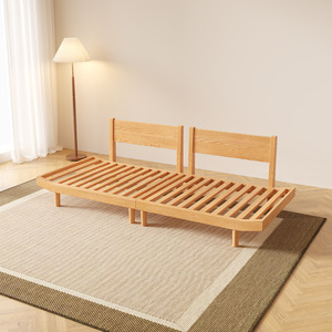 Japanese Style Solid Wood Cloud <b>Sofa</b> Three Seater Off White Gray Tufted Fabric Living Room Furniture - Product Image 2