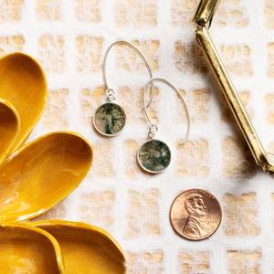 925 Sterling Silver Moss Agate Drop <b>Earrings</b> Long Dangle Statement <b>Earrings</b> Handmade Gift For Her - Product Image 2