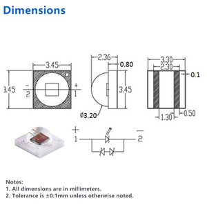 عرض ساخن: ديود LED سيراميكي عالي الطاقة بالأشعة تحت الحمراء 3535 بقوة <span class=keywords><strong>3</strong></span> واط، 740 800 810 850 940 10000 نانومتر، 1 واط <span class=keywords><strong>3</strong></span> واط 3535 LED سيراميكي عالي الطاقة بالأشعة تحت الحمراء - Product Image 2