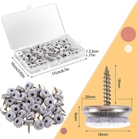 Boîte d'emballage en plastique de 40 pièces Coussinets ronds en feutre avec vis de 20 mm de diamètre pour meubles Coussinets pour tables, chaises, canapés, armoires