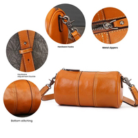 Sac bandoulière haut de gamme en cuir véritable pour femme, grande capacité, style rétro chinois, design oreiller, sac cylindrique avec sangles