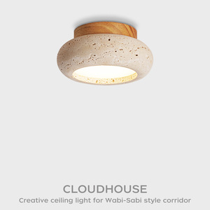 Wabi Sabi Style Ceiling Light Solid Wood Led Entryway Hallway Lighting Guesthouse Hotel Corridor Fixture - Product Image 4