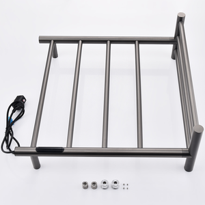 Scaldasalviette Elettrico 60x60,5cm in Acciaio Inox 304 Color Canna di Fucile con <span class=keywords><strong>Porta</strong></span> <span class=keywords><strong>Asciugamani</strong></span>, Montaggio <span class=keywords><strong>a</strong></span> Parete per Hotel e <span class=keywords><strong>Bagno</strong></span> - Product Image 5