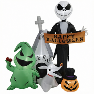 Decorazione Gonfiabile di Halloween da 1,8 Metri, Scheletro di Jack Zero, Ornamento per Giardino e Feste all'Aperto - Product Image 1