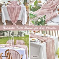 En gros Chemin de table en gaze rose 35x120 pouces, imprimé vintage, style bohème, écologique, 10 pieds de long, semi-transparent, pour mariage