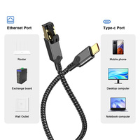 Groothandel OEM USB-C Ethernetkabel 1000 Mbps USB Type-C naar RJ45 Ethernetkabel voor tablet, laptop, desktop Gigabit netwerkkabel