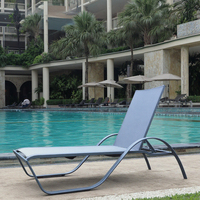Meubles de piscine extérieure cadre en aluminium chaise longue Table d'appoint tissu imperméable maille élégant Patio cour plage lit Design