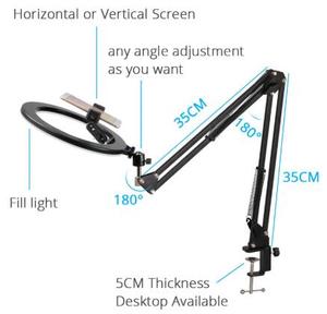 Luce ad Anello Dimmerabile da 26cm 3200-5500K Calda/Fredda con Braccio Lungo per Video, Live, Fotografia e Selfie - Product Image 4