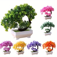 Bonsaï Artificiel Réaliste en Plastique avec Pot Blanc - Décoration de Thanksgiving et de Mariage, Feuilles Hautement Réalistes, Utilisation sur Bureau
