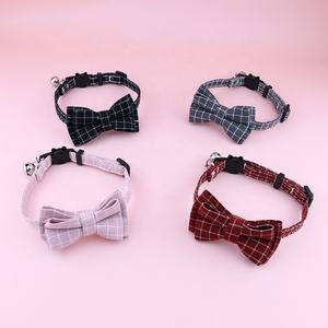 Minerva gros rayures britanniques élégant noeud papillon mignon confortable ajustement sûr rupture boucle Sashy cloche animal chat chiot collier - Product Image 2