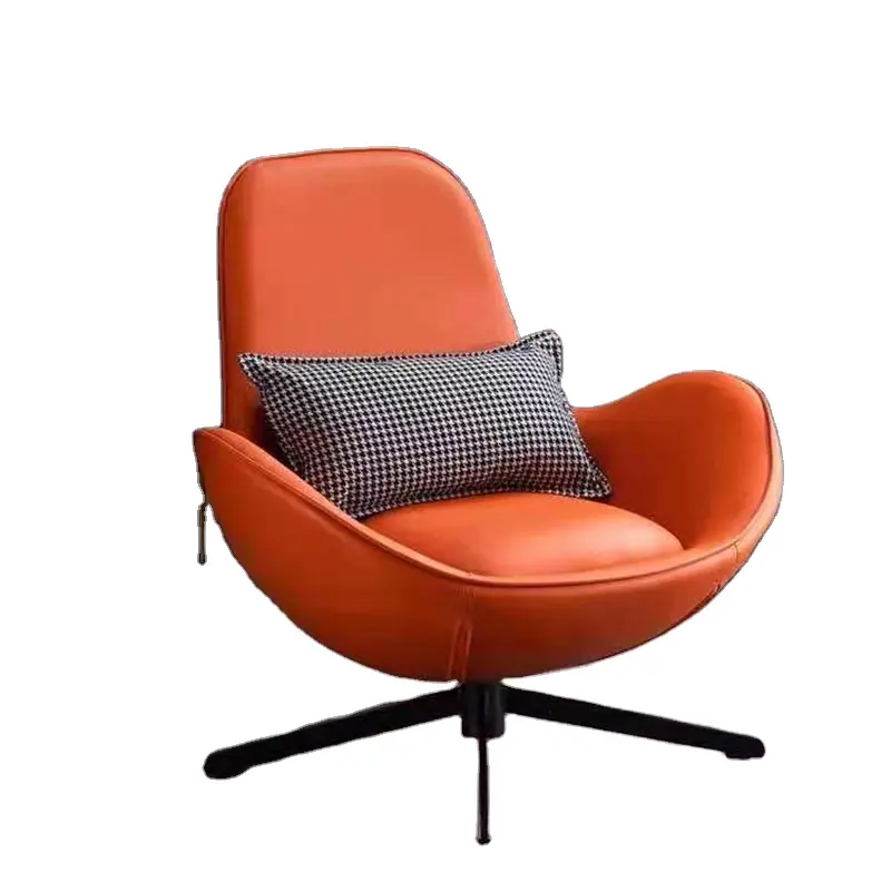 Chaise de salon nordique moderne et de luxe, avec jambe en acier, en micro fibre, pour loisirs, chambre d'hôtel, grande vente, rouge, 1 pièce