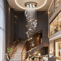 Lustre moderne en forme de papillon, long et suspendu, pour la décoration d'éclairage de restaurant, hôtel, villa, escalier, LED personnalisé