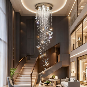 <span class=keywords><strong>Lampadario</strong></span> a LED Moderno Personalizzato a Forma di Farfalla, Lungo e Sospeso, per Decorazione di Ristoranti, Hotel, Ville e Scale - Product Image 6