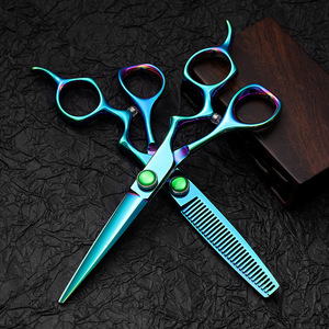 Hairdressing Scissors Set 6 Inch Emerald Green Flat Shears Thinning Shears Professional Hair Styling Tools Stainless Steel - Product Image 2