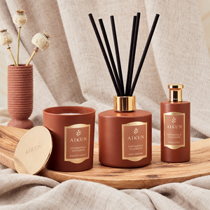 Aikun – Ensemble diffuseur à bâtonnets et bougie en verre de 100 ml, parfum longue durée, logo en aluminium, faible MOQ, réponse rapide, boîte de présentation pour e-commerce - Product Image 3