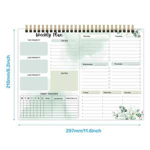 Carnet de planification spirale A4 personnalisé style INS avec couverture en papier et lignes <span class=keywords><strong>pour</strong></span> un planning quotidien et hebdomadaire simple - Product Image 5