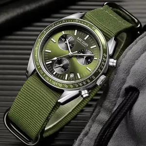 MEGIR 2026 New Luxury Men's Watches Canvas Weaving Strap Sport <strong>Automatic</strong> <strong>Chronograph</strong> Quartz Waterproof Wristwatch for Male 2247 - Product Image 6