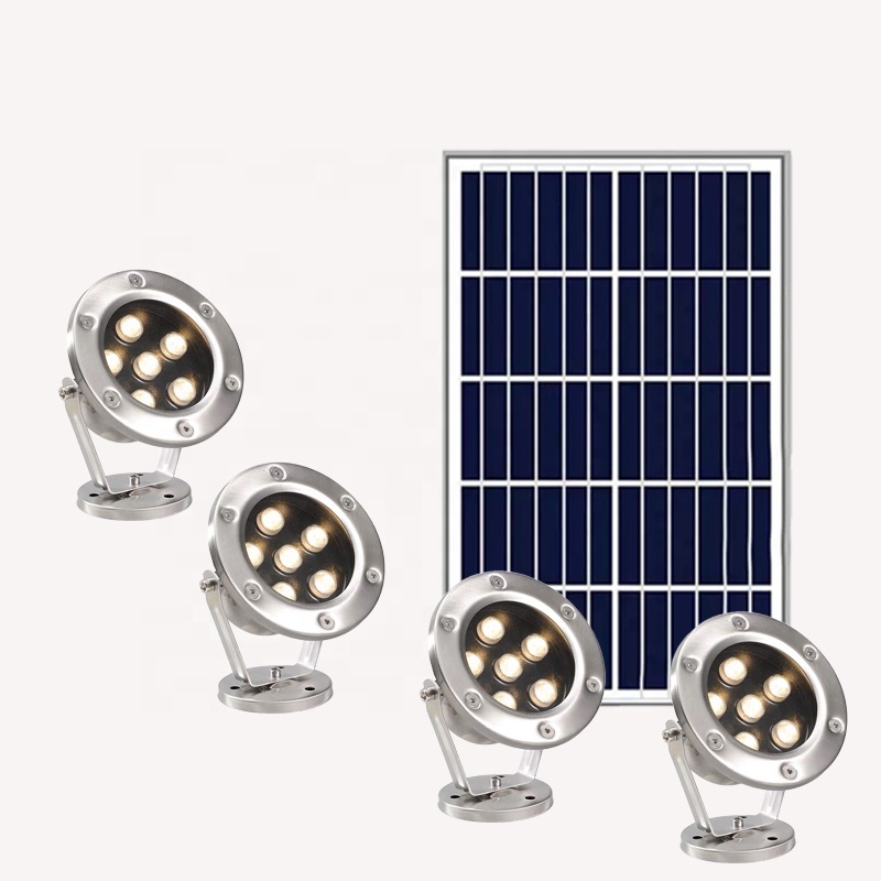 High Power IP67 Waterproof Stainless Steel Swimming Pool Light, 1-to-4 LED Underwater Light, Solar LED Spotlight