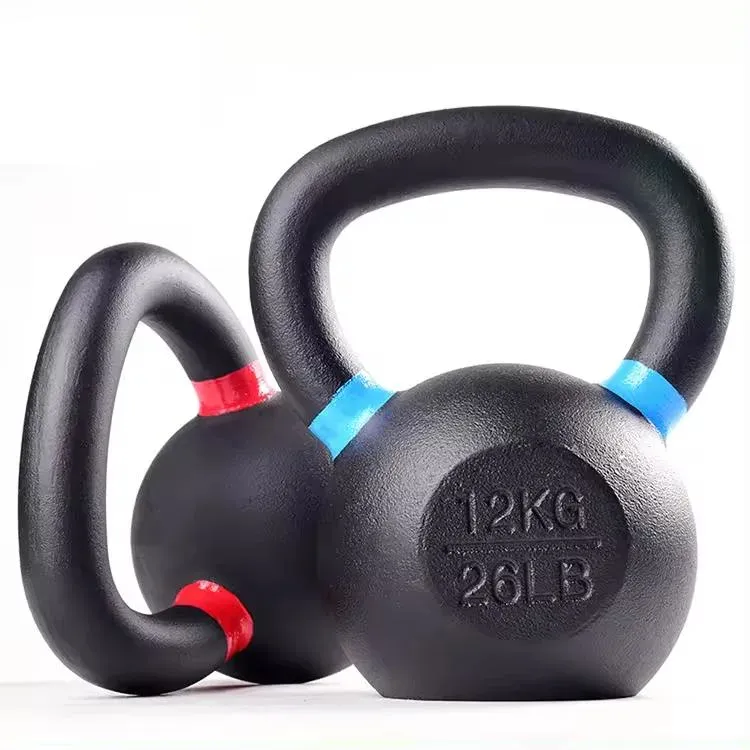 Kettlebell besi cor kompetisi, peralatan Gym angkat berat kekuatan dilapisi latihan kekuatan