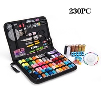 Kit de couture en plastique de 230 pièces, directement de l'usine, portable, pour broderie sur cuir, outil de tricot, sac de rangement, idéal pour les grands travaux de broderie