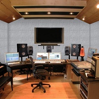 Panneau acoustique en fibre de polyester auto-adhésif gris clair, dalles de plafond acoustiques, panneau acoustique en feutre PET absorbant le son pour les murs